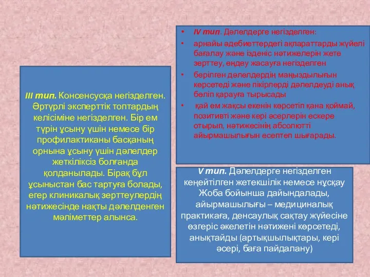 V тип. Дәлелдерге негізделген кеңейтілген жетекшілік немесе нұсқау Жоба бойынша