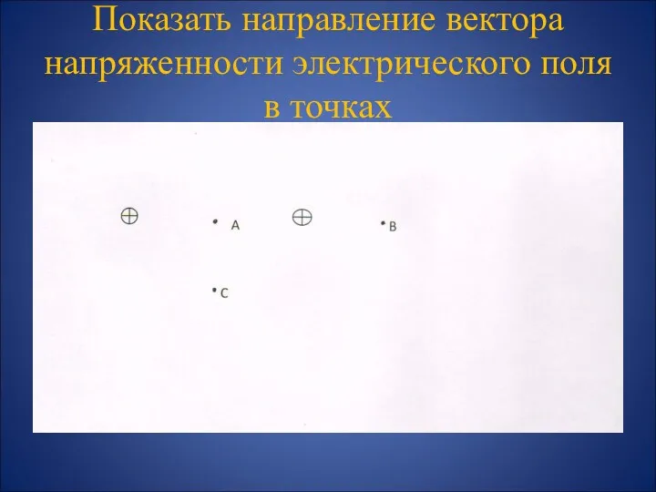 Показать направление вектора напряженности электрического поля в точках