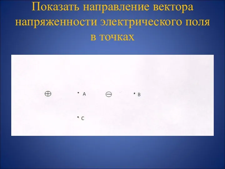 Показать направление вектора напряженности электрического поля в точках