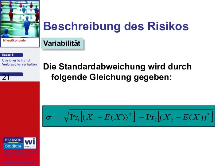 Beschreibung des Risikos Die Standardabweichung wird durch folgende Gleichung gegeben: Variabilität