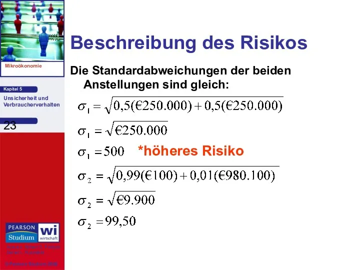 Beschreibung des Risikos Die Standardabweichungen der beiden Anstellungen sind gleich: *höheres Risiko