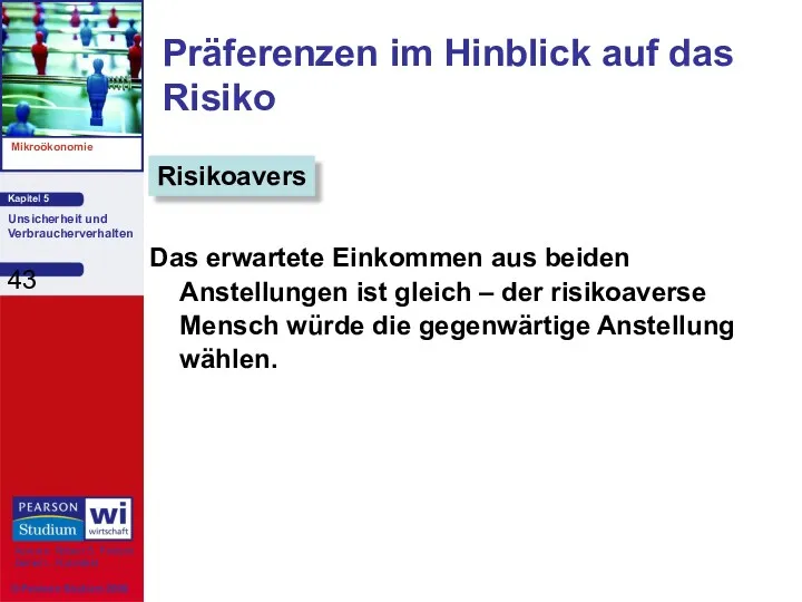 Präferenzen im Hinblick auf das Risiko Das erwartete Einkommen aus