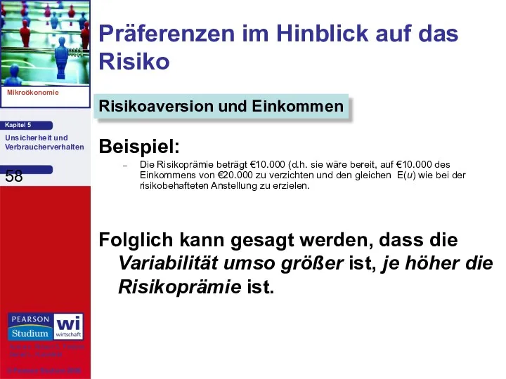 Präferenzen im Hinblick auf das Risiko Beispiel: Die Risikoprämie beträgt