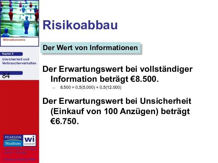 Risikoabbau Der Erwartungswert bei vollständiger Information beträgt €8.500. 8.500 =