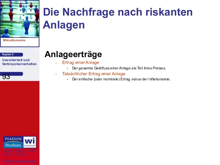 Die Nachfrage nach riskanten Anlagen Anlageerträge Ertrag einer Anlage Der