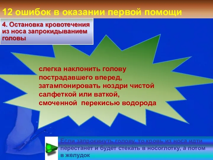 12 ошибок в оказании первой помощи слегка наклонить голову пострадавшего