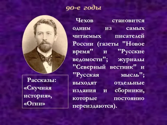 90-е годы Чехов становится одним из самых читаемых писателей России