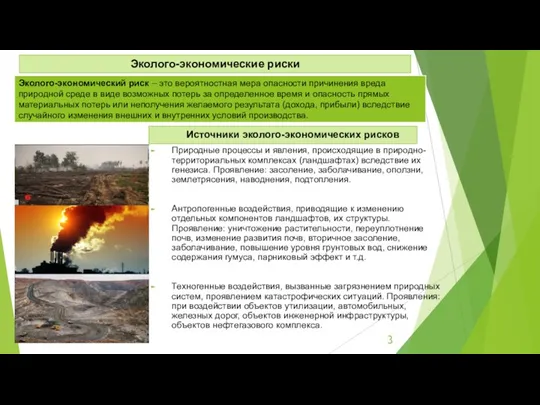 Эколого-экономические риски Природные процессы и явления, происходящие в природно-территориальных комплексах