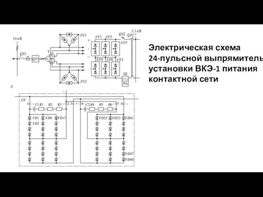 Электрическая схема 24-пульсной выпрямительной установки ВКЭ-1 питания контактной сети