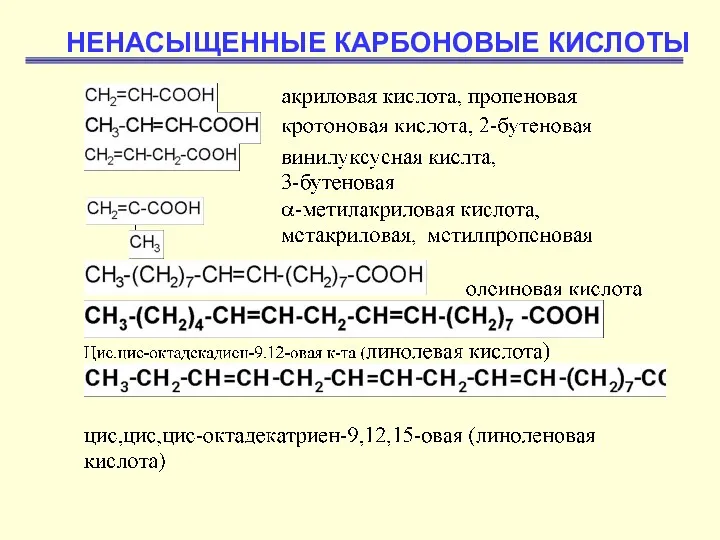 НЕНАСЫЩЕННЫЕ КАРБОНОВЫЕ КИСЛОТЫ