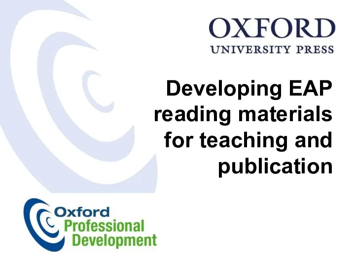 Developing EAP reading materials for teaching and publication