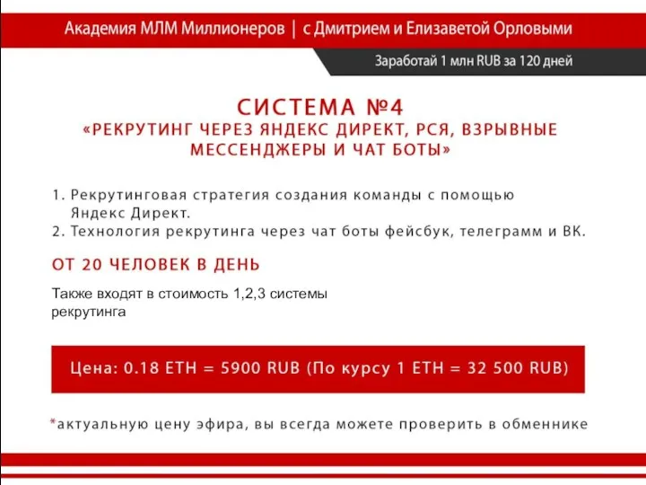 Также входят в стоимость 1,2,3 системы рекрутинга