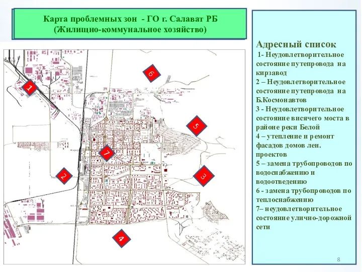 Карта проблемных зон - ГО г. Салават РБ (Жилищно-коммунальное хозяйство)