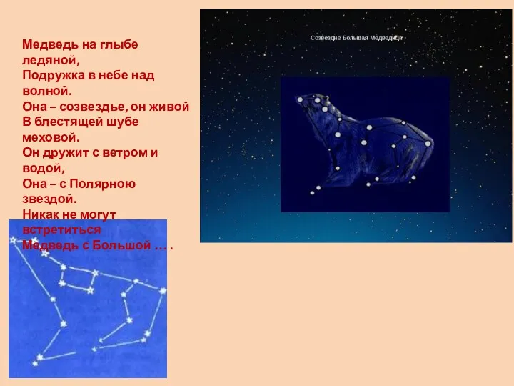 Медведь на глыбе ледяной, Подружка в небе над волной. Она