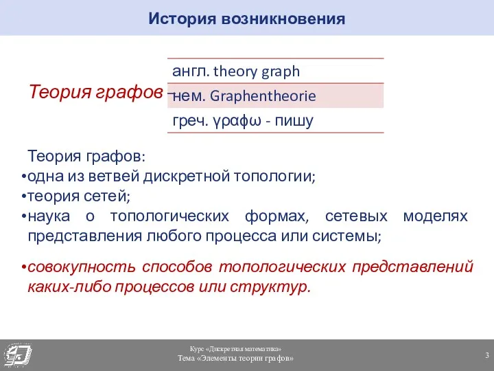 Теория графов – Теория графов: одна из ветвей дискретной топологии;