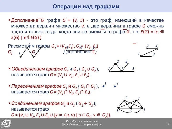 Дополнение G графа G = (V, E) - это граф,