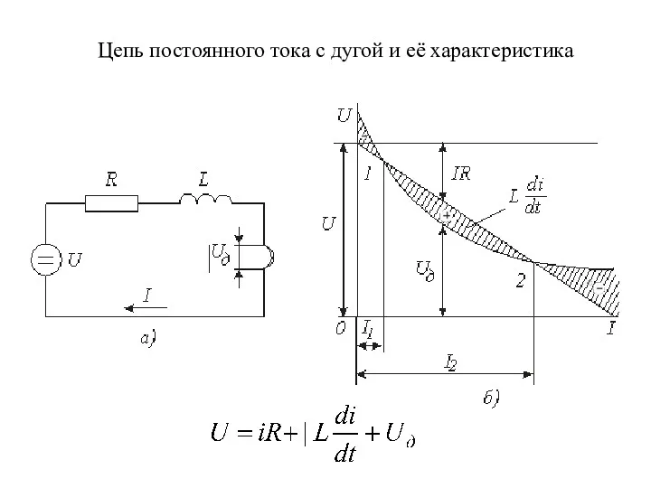 Цепь постоянного тока с дугой и её характеристика