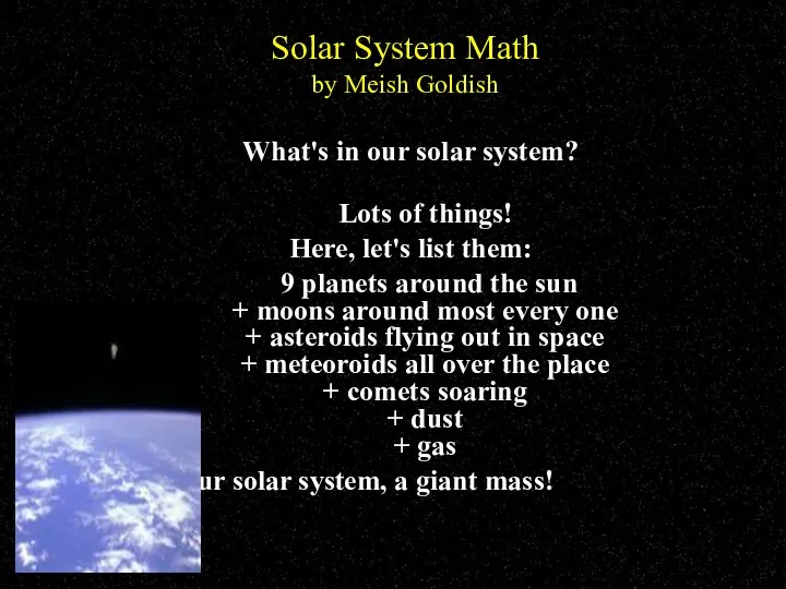 Solar System Math by Meish Goldish What's in our solar