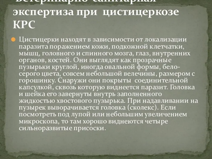 Цистицерки находят в зависимости от локализации паразита поражением кожи, подкожной