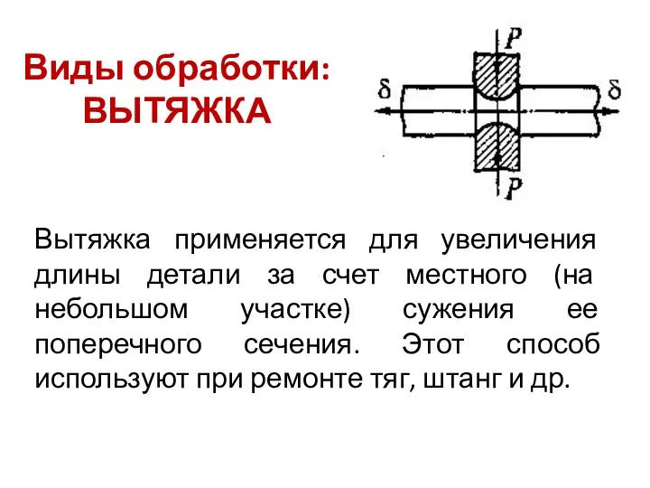 Вытяжка применяется для увеличения длины детали за счет местного (на