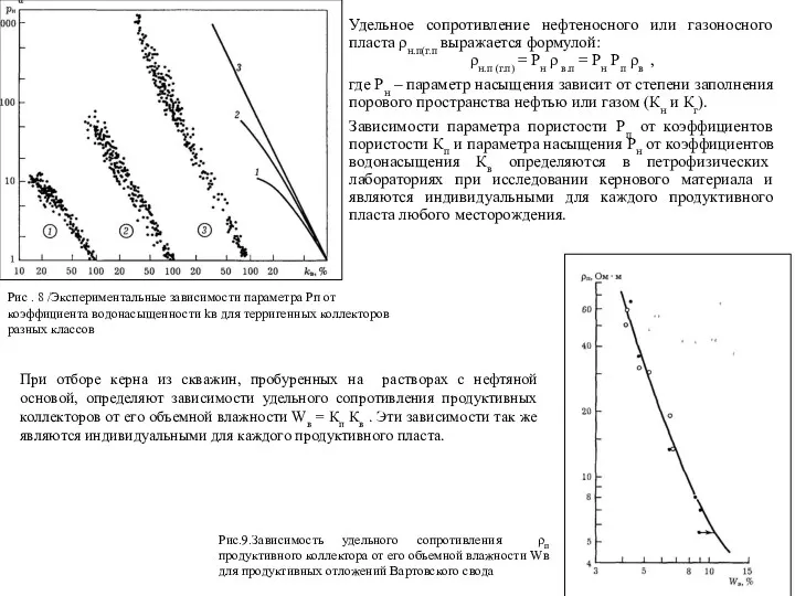 Удельное сопротивление нефтеносного или газоносного пласта ρн.п(г.п выражается формулой: ρн.п (г.п) = Рн