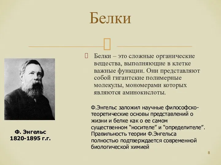 Белки Белки – это сложные органические вещества, выполняющие в клетке