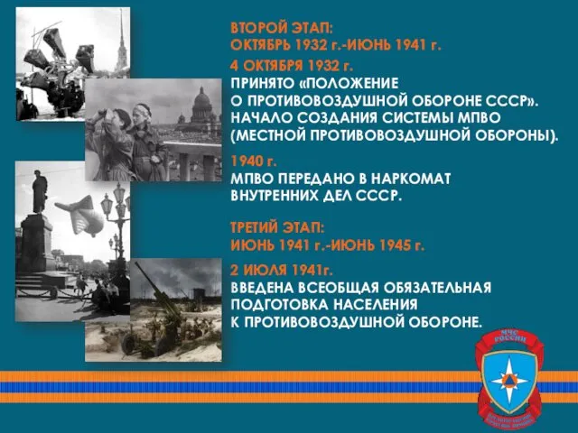 1940 г. МПВО ПЕРЕДАНО В НАРКОМАТ ВНУТРЕННИХ ДЕЛ СССР. ВТОРОЙ