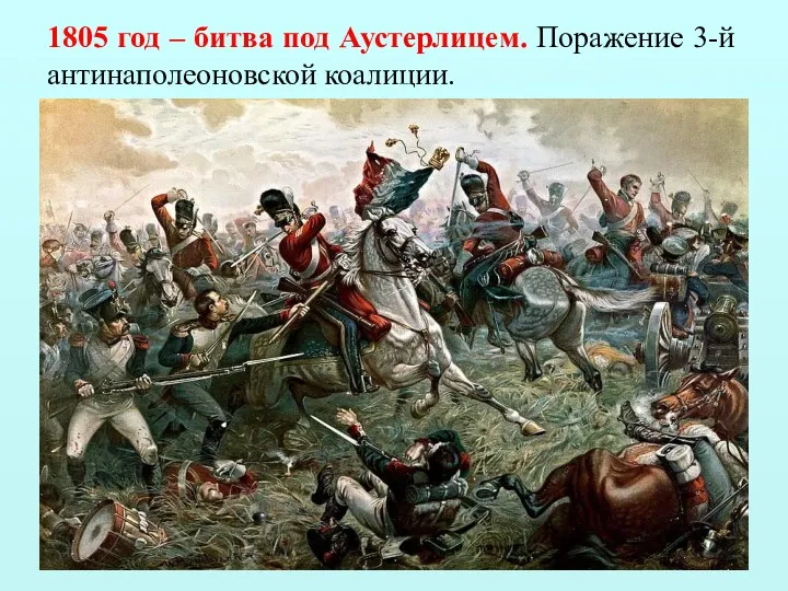 1805 год – битва под Аустерлицем. Поражение 3-й антинаполеоновской коалиции.