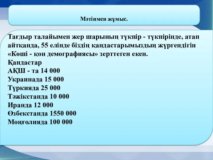 Тағдыр талайымен жер шарының түкпір - түкпірінде, атап айтқанда, 55