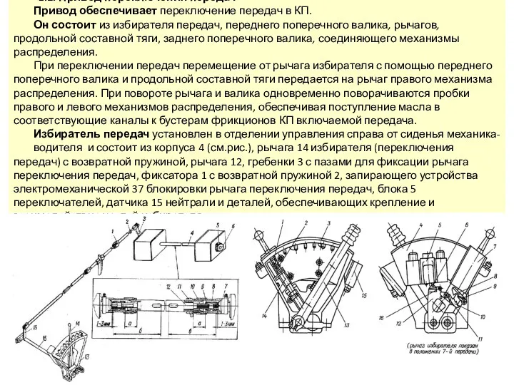 1.2. Привод переключения передач Привод обеспечивает переключение передач в КП.