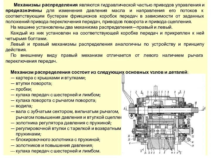 Механизмы распределения являются гидравлической частью приводов управления и предназначены для