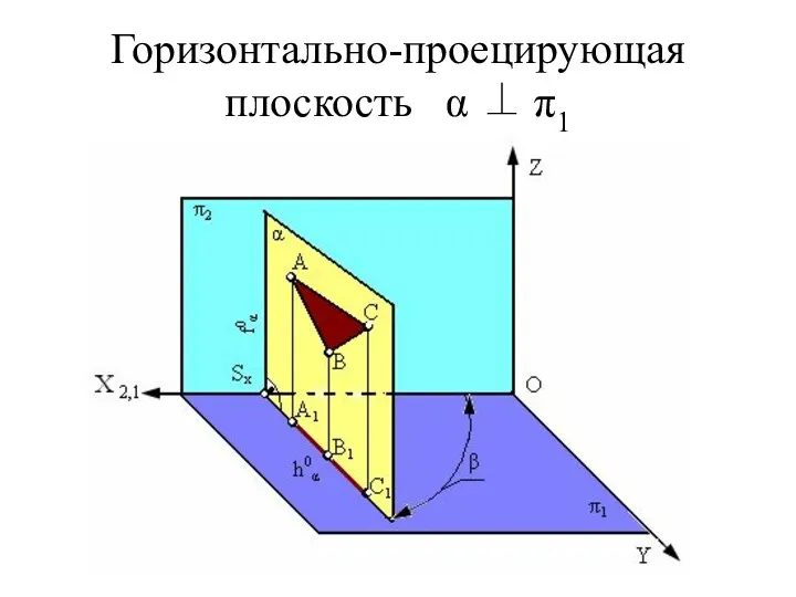 Горизонтально-проецирующая плоскость α ⊥ π1