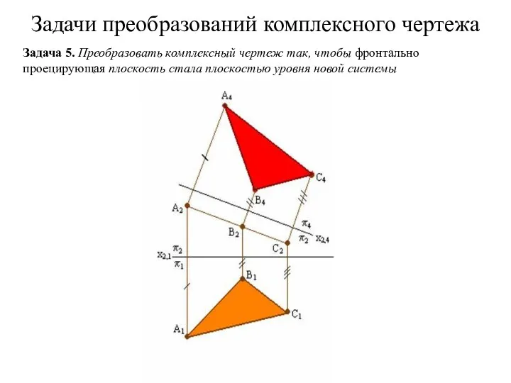 Задачи преобразований комплексного чертежа Задача 5. Преобразовать комплексный чертеж так,