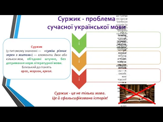 Суржик - проблема сучасної української мови Суржик (у питомому значенні — «суміш різних