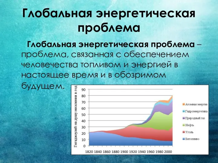 Глобальная энергетическая проблема Глобальная энергетическая проблема – проблема, связанная с