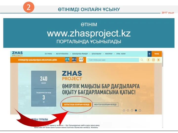 ӨТІНІМ www.zhasproject.kz ПОРТАЛЫНДА ҰСЫНЫЛАДЫ