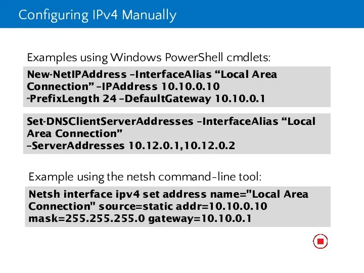 Configuring IPv4 Manually
