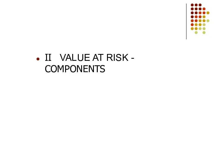 II VALUE AT RISK - COMPONENTS