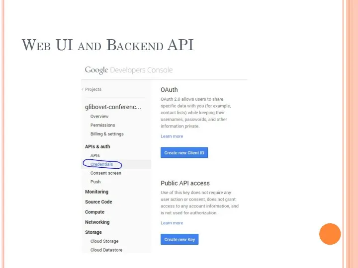 Web UI and Backend API