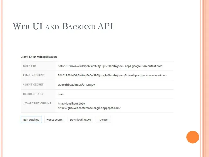 Web UI and Backend API