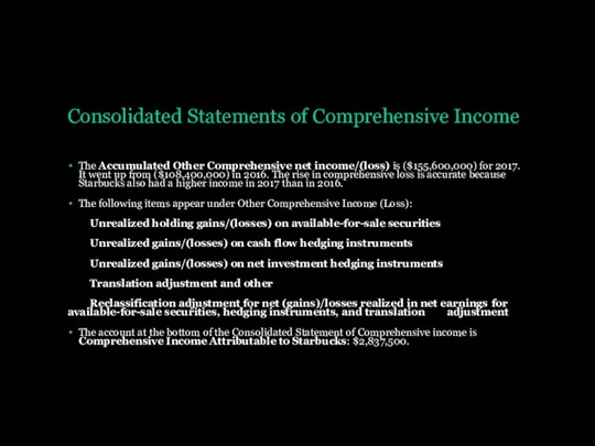 Consolidated Statements of Comprehensive Income The Accumulated Other Comprehensive net