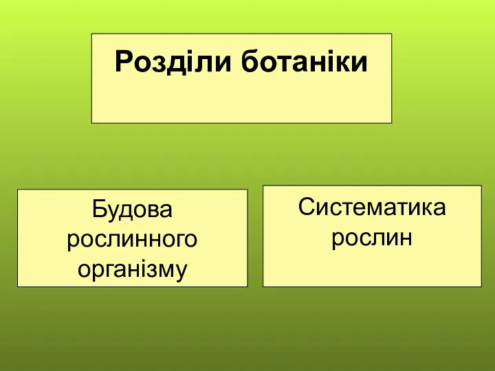 Розділи ботаніки Систематика рослин Будова рослинного організму