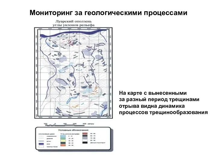Мониторинг за геологическими процессами На карте с вынесенными за разный
