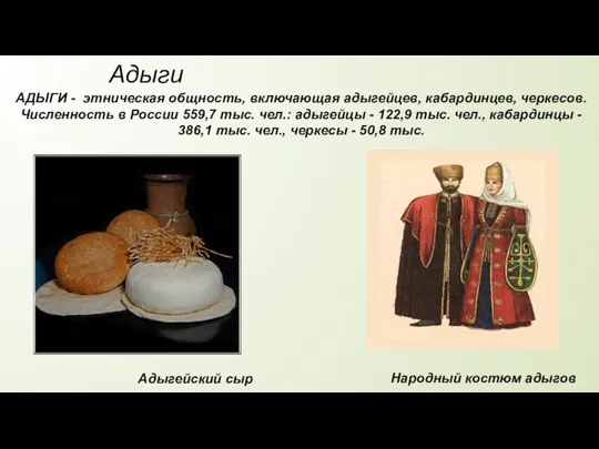 Адыги АДЫГИ - этническая общность, включающая адыгейцев, кабардинцев, черкесов. Численность