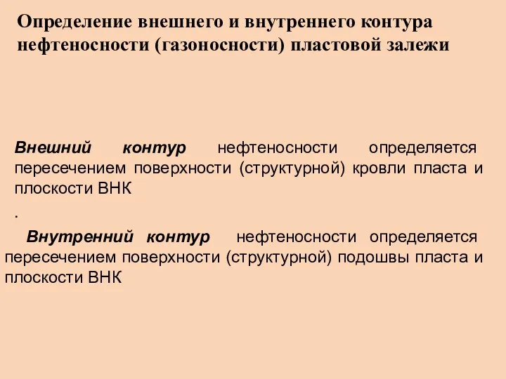 Определение внешнего и внутреннего контура нефтеносности (газоносности) пластовой залежи Внешний