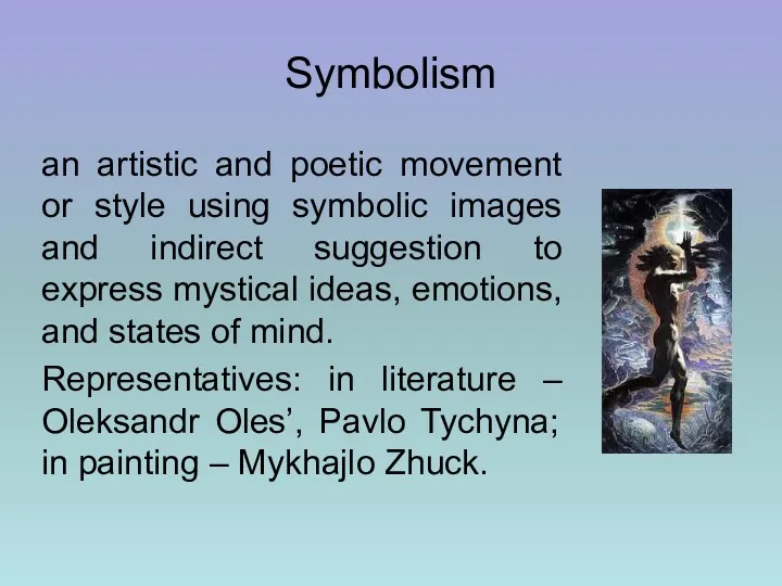 Symbolism an artistic and poetic movement or style using symbolic