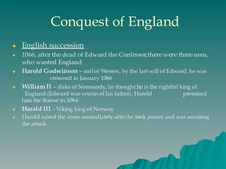 Conquest of England English succession 1066, after the dead of