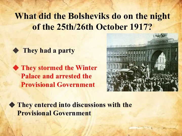 What did the Bolsheviks do on the night of the