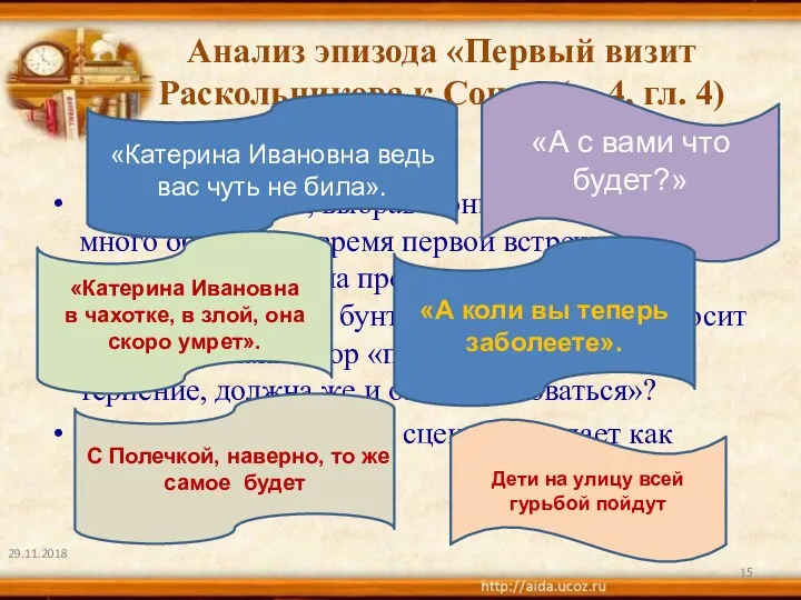 Анализ эпизода «Первый визит Раскольникова к Соне» (ч. 4, гл.