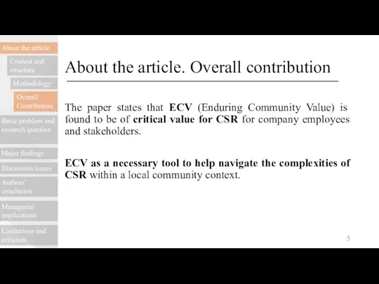 About the article. Overall contribution The paper states that ECV